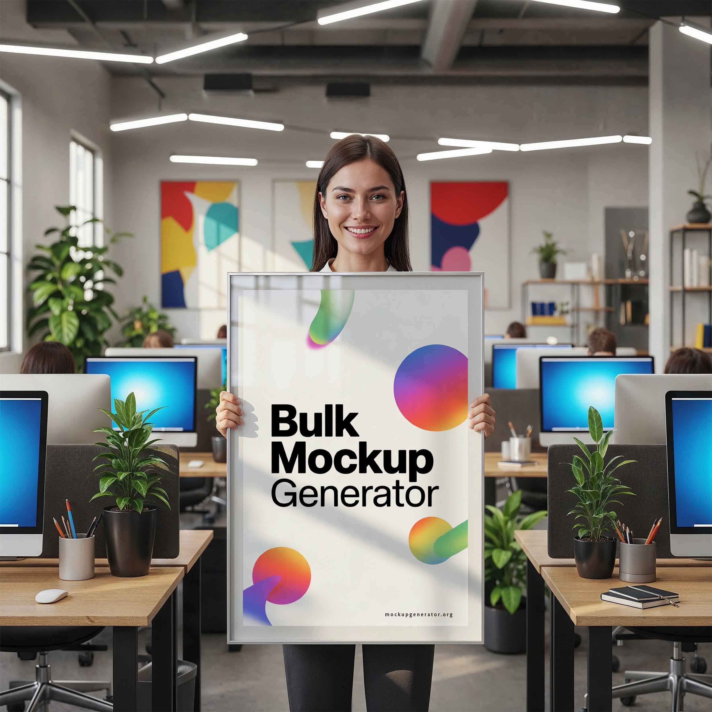 Office large poster frame - woman holding a poster