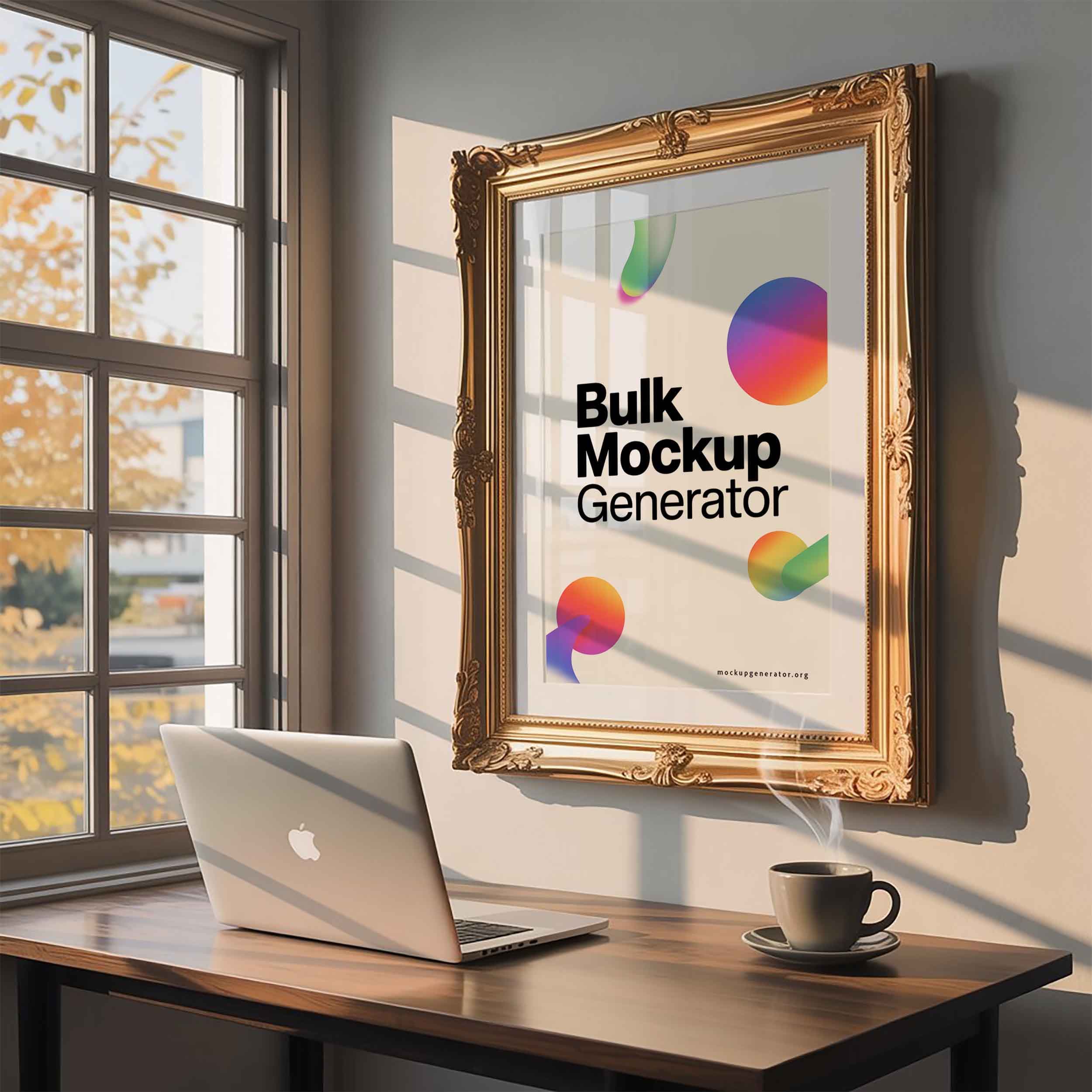 Elegant framed poster in office