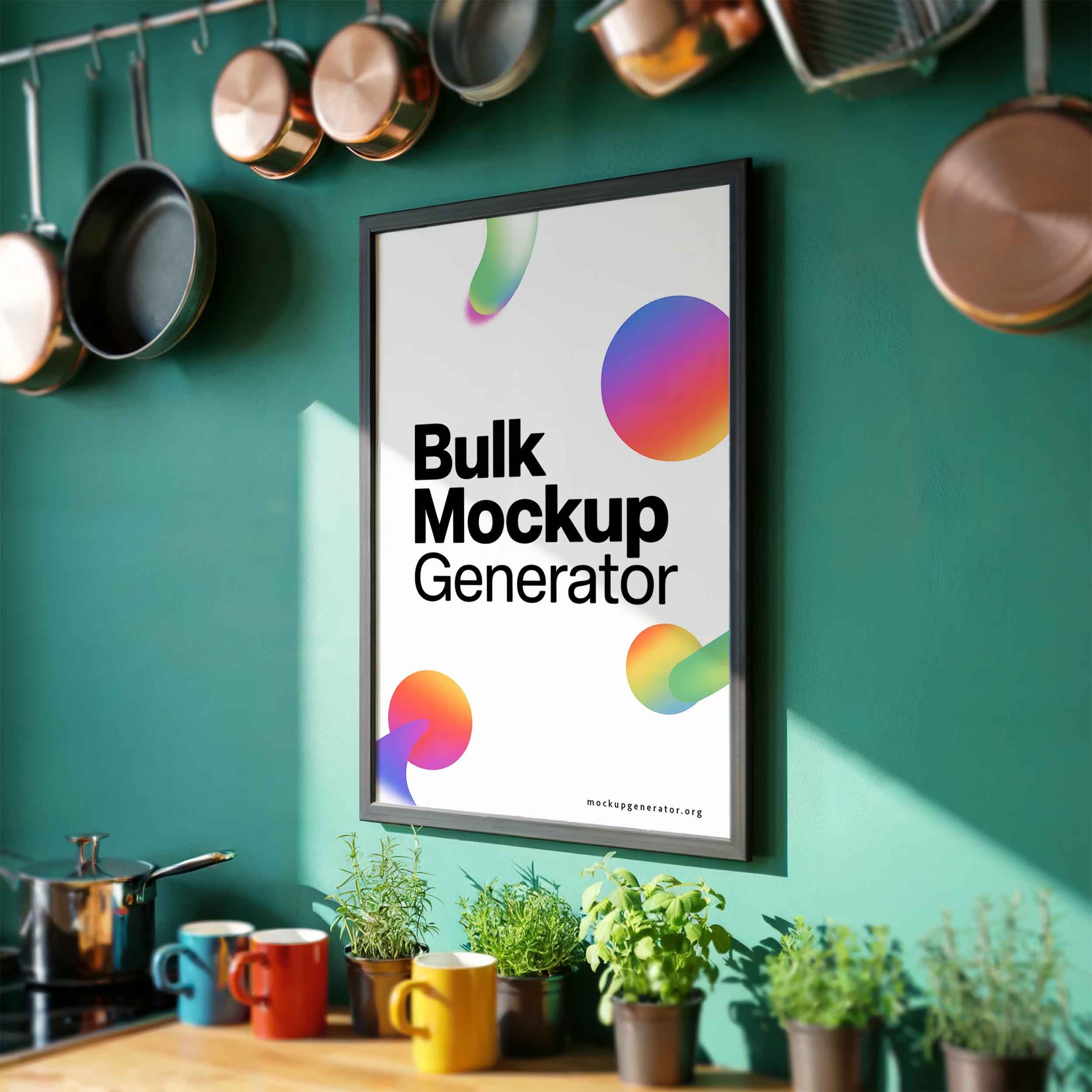Kitchen poster template with green wall