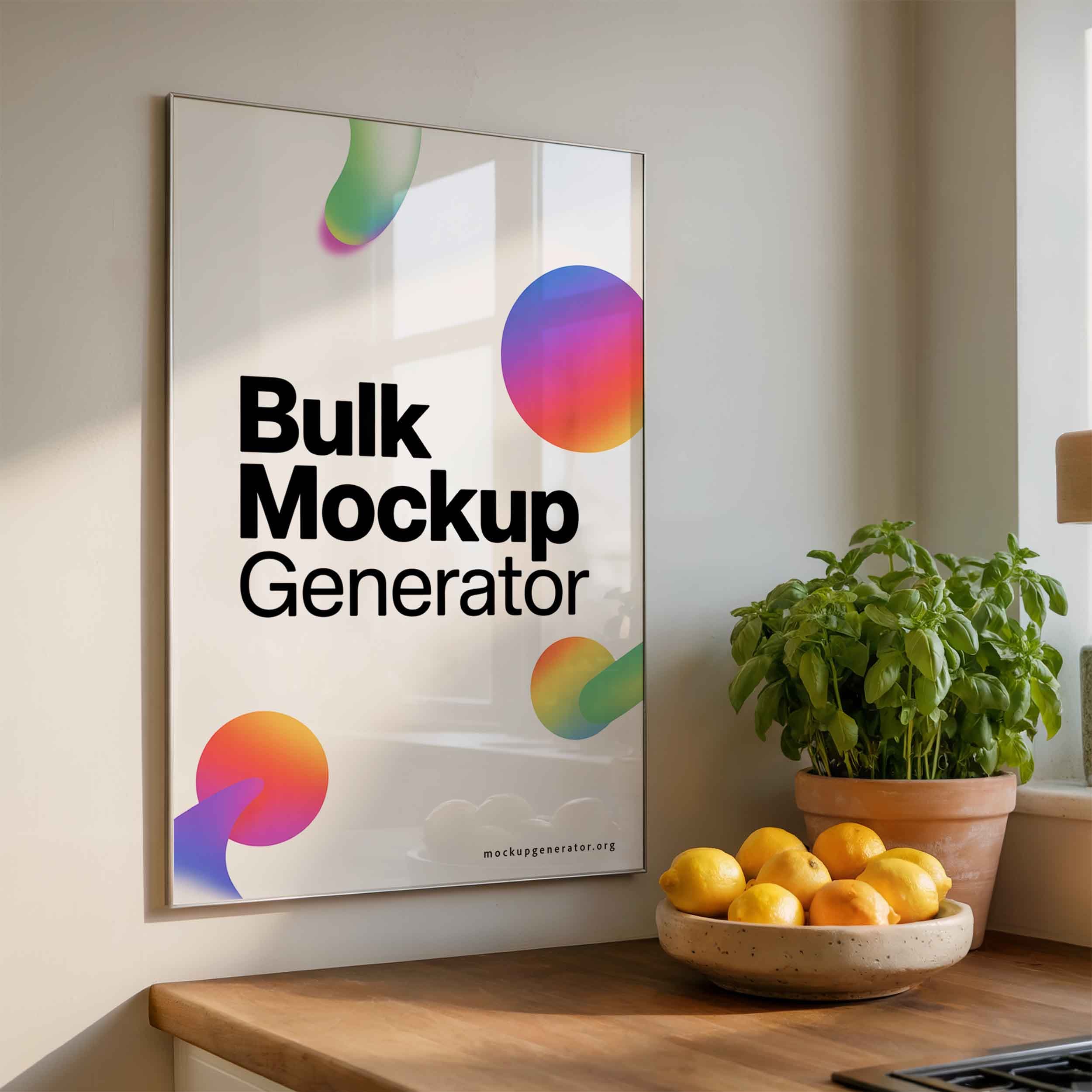 Kitchen poster template with basilic