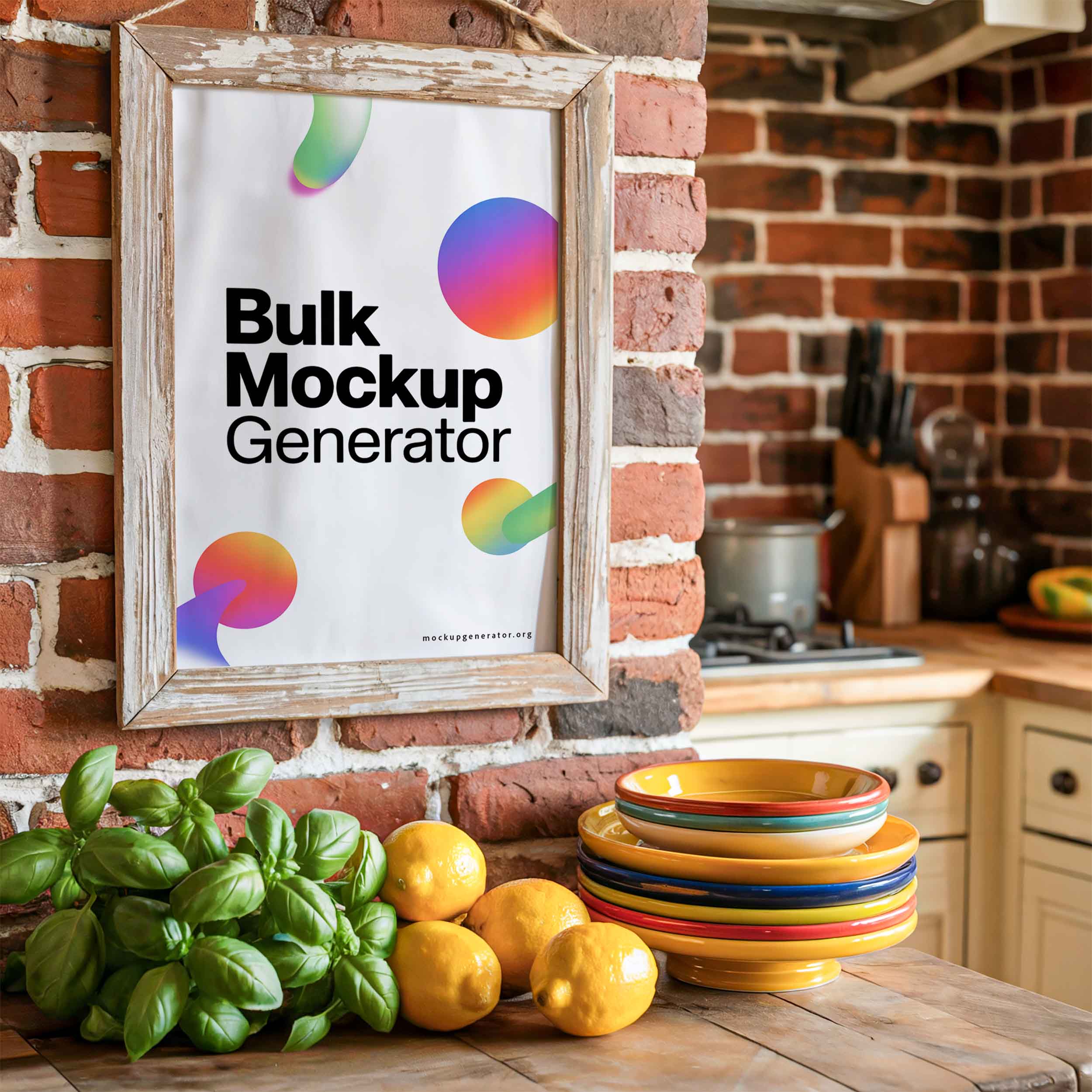 Vintage kitchen poster frame template