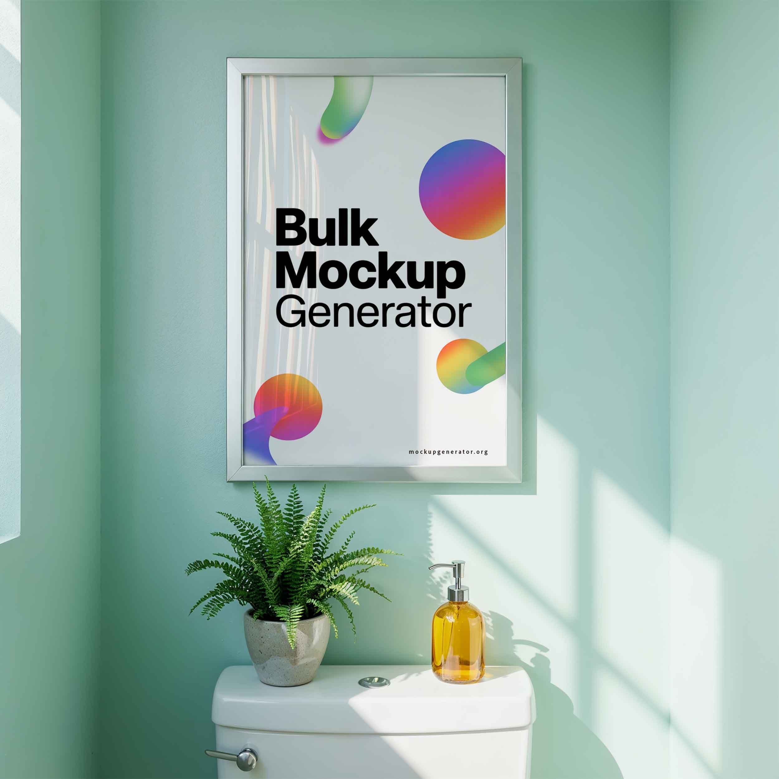 Classic Bathroom poster frame with greens