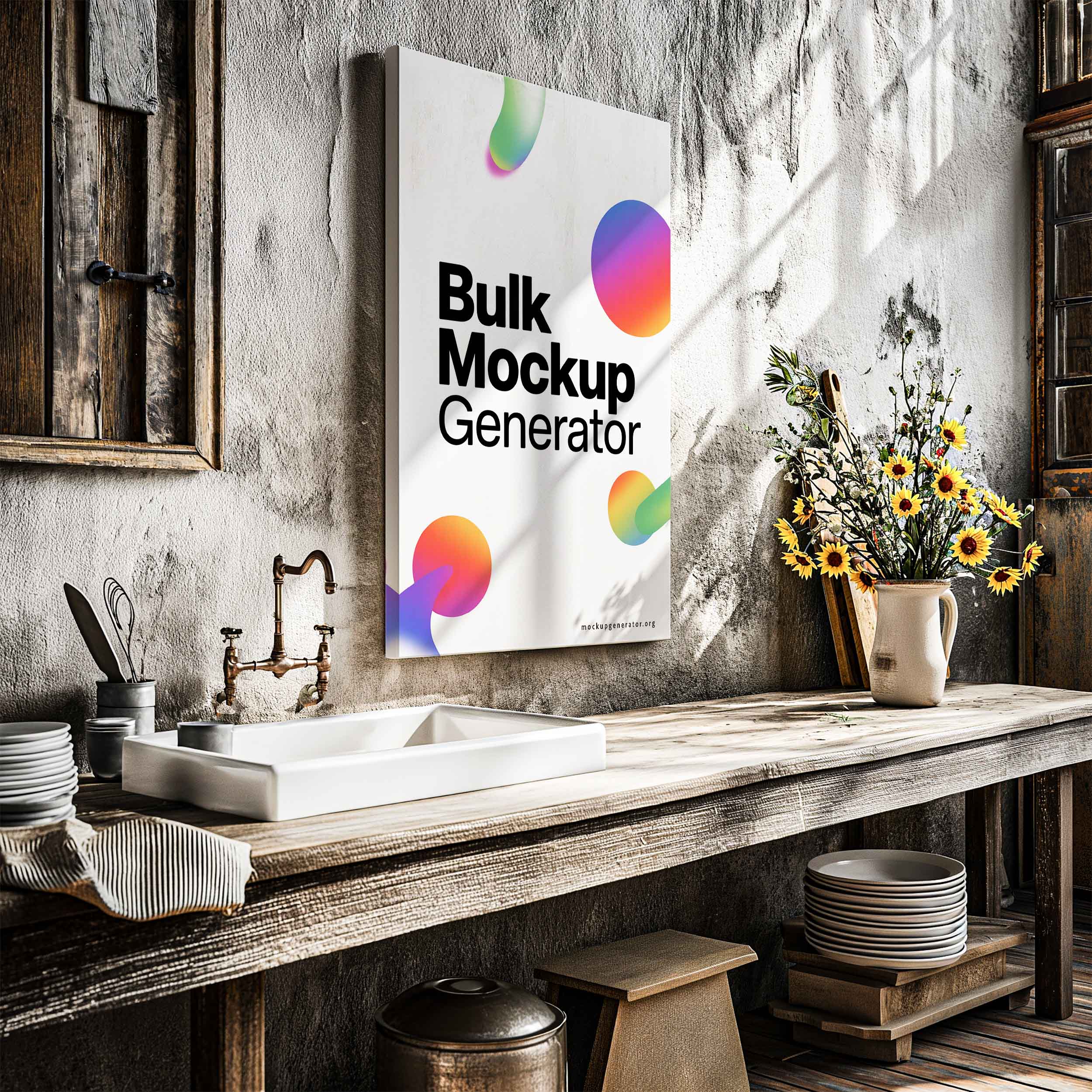 Canvas in retro kitchen