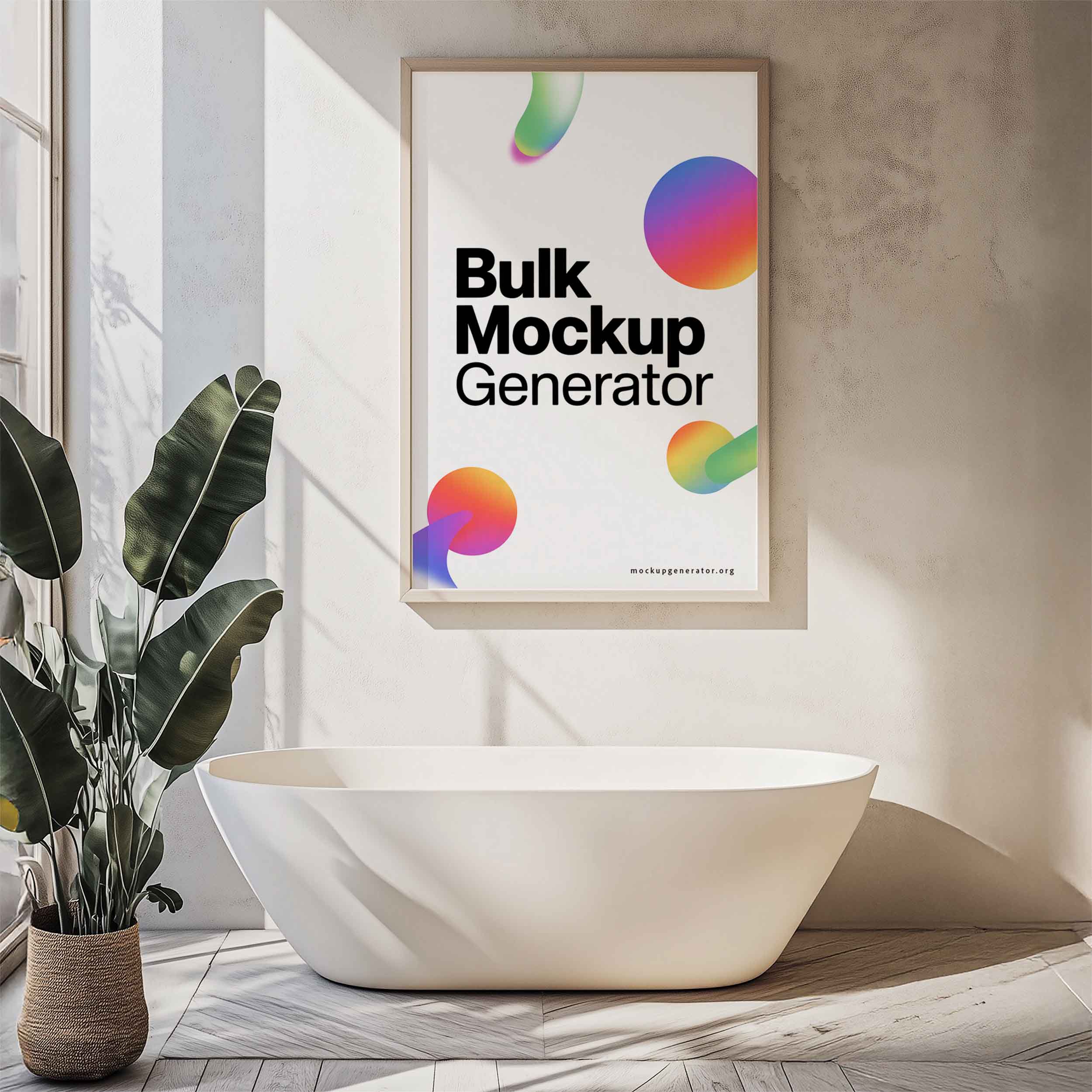 Classic light poster frame in bathroom