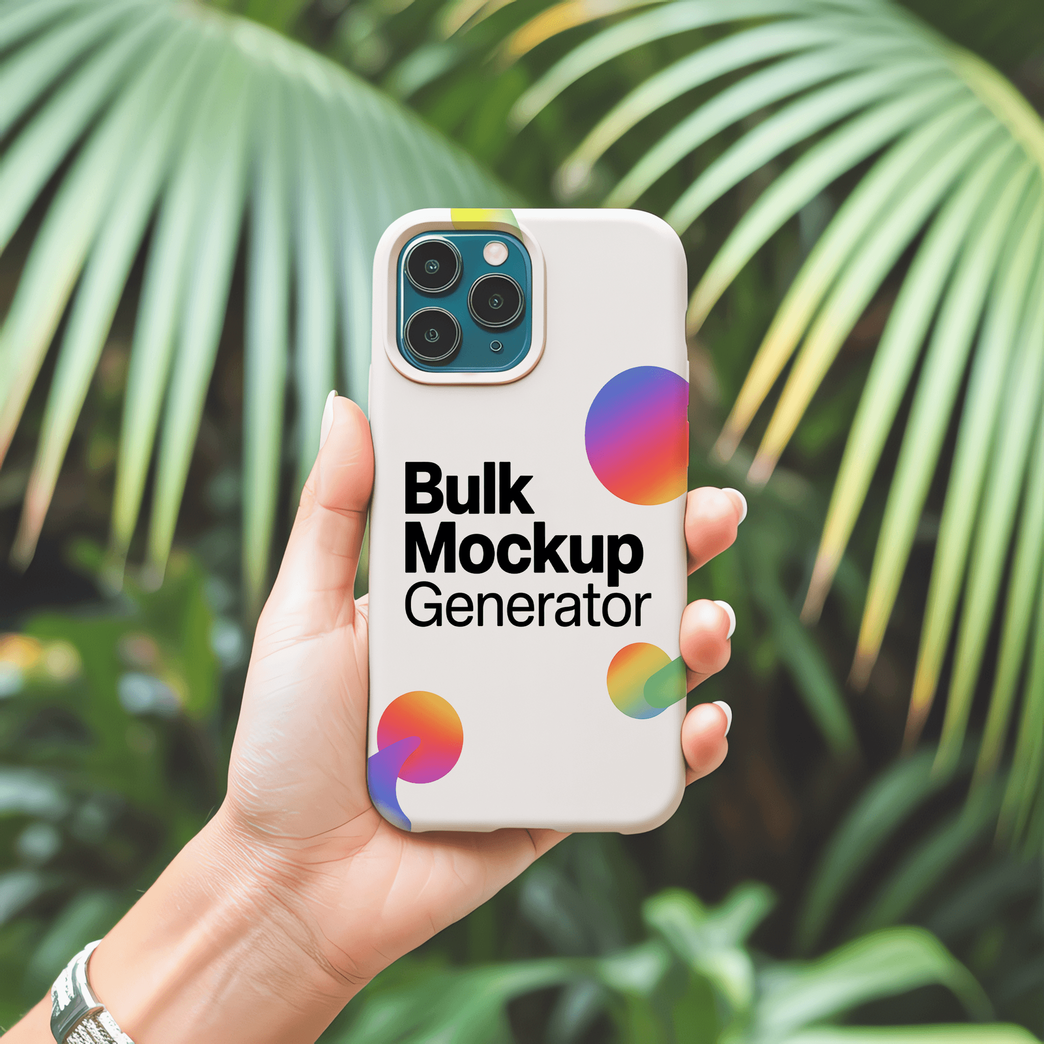 Simple Apple iPhone phone case with greens in background