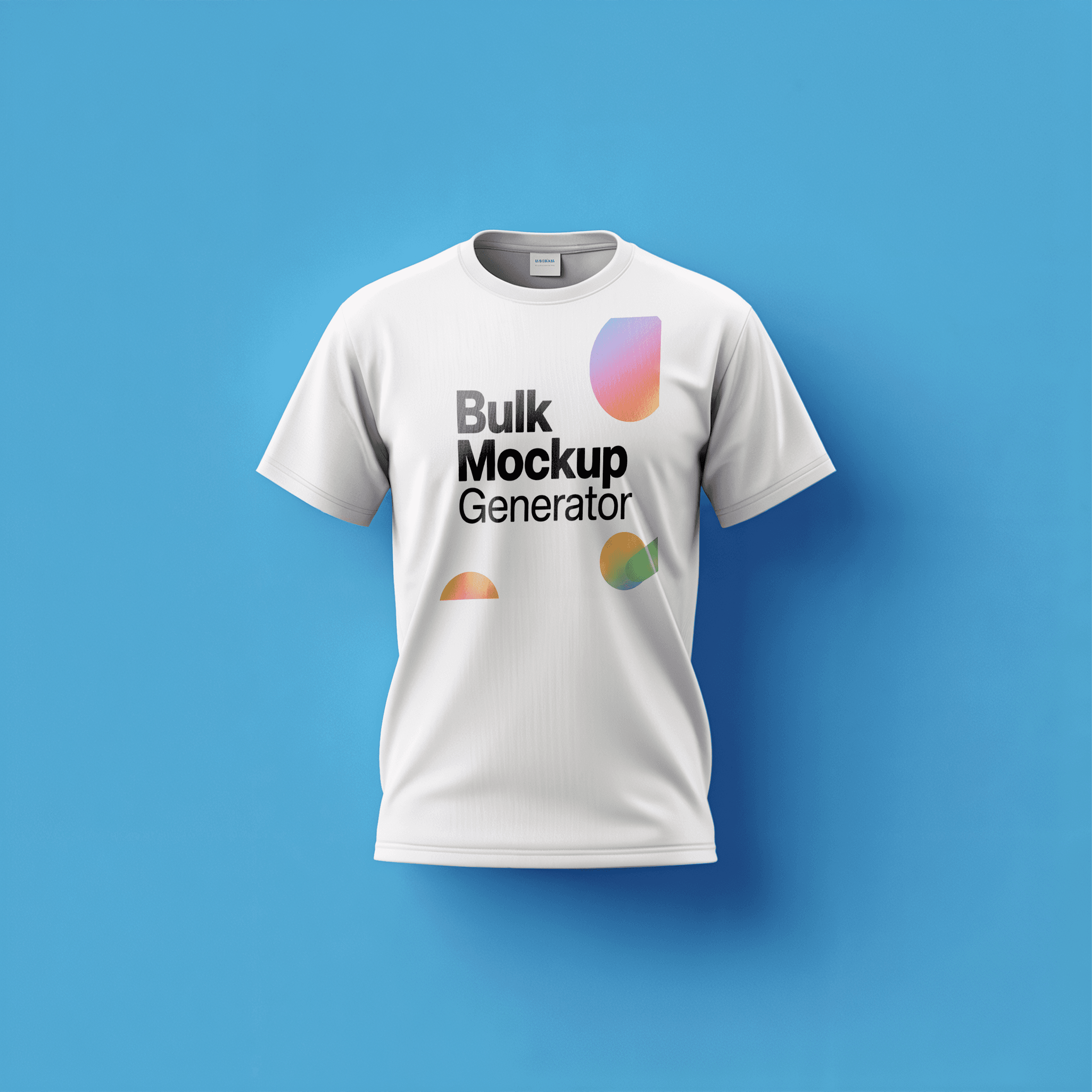 White t-shirt on blue background