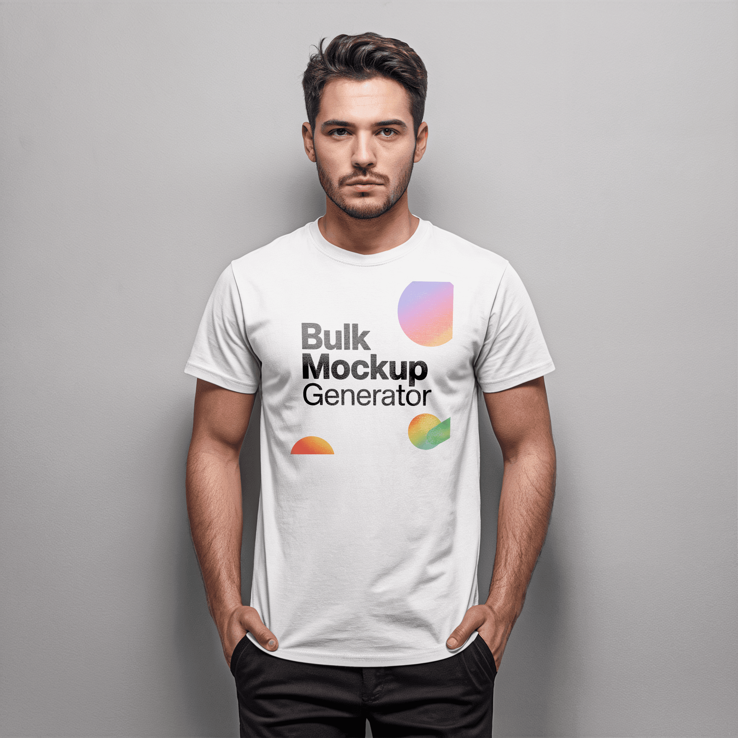 Classic men's white t-shirt in photoshoot