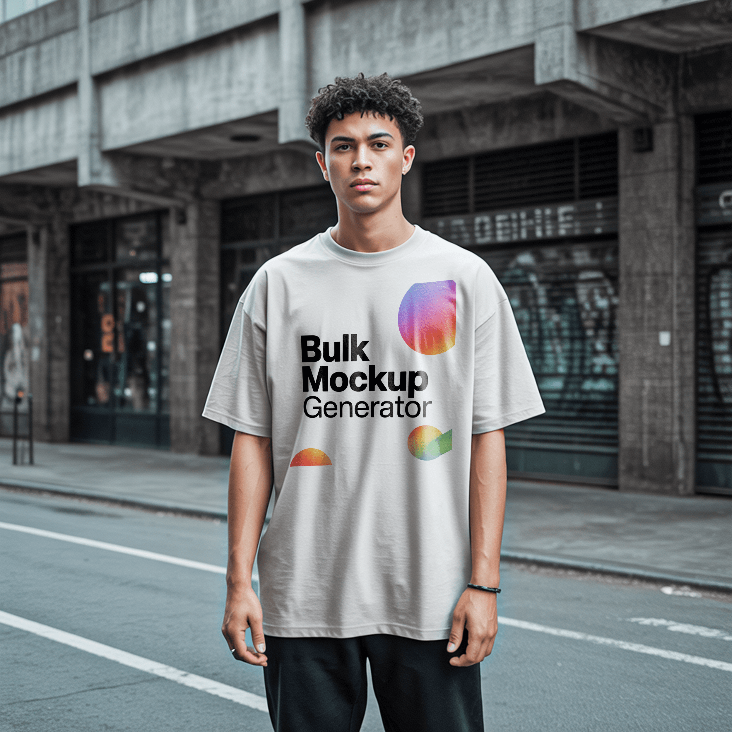 Men with grey t-shirt on the street