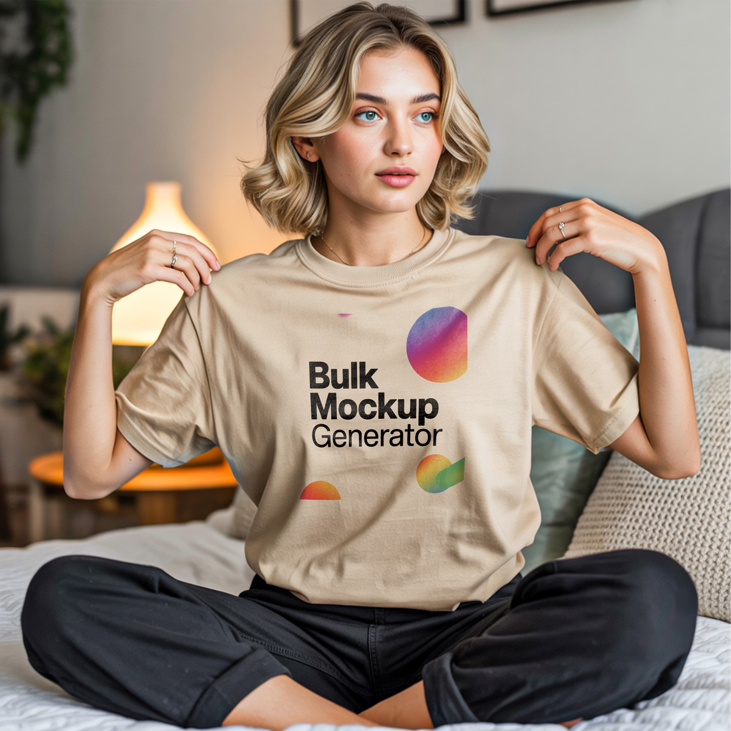 Beige Relaxed Fit T-Shirt Indoors