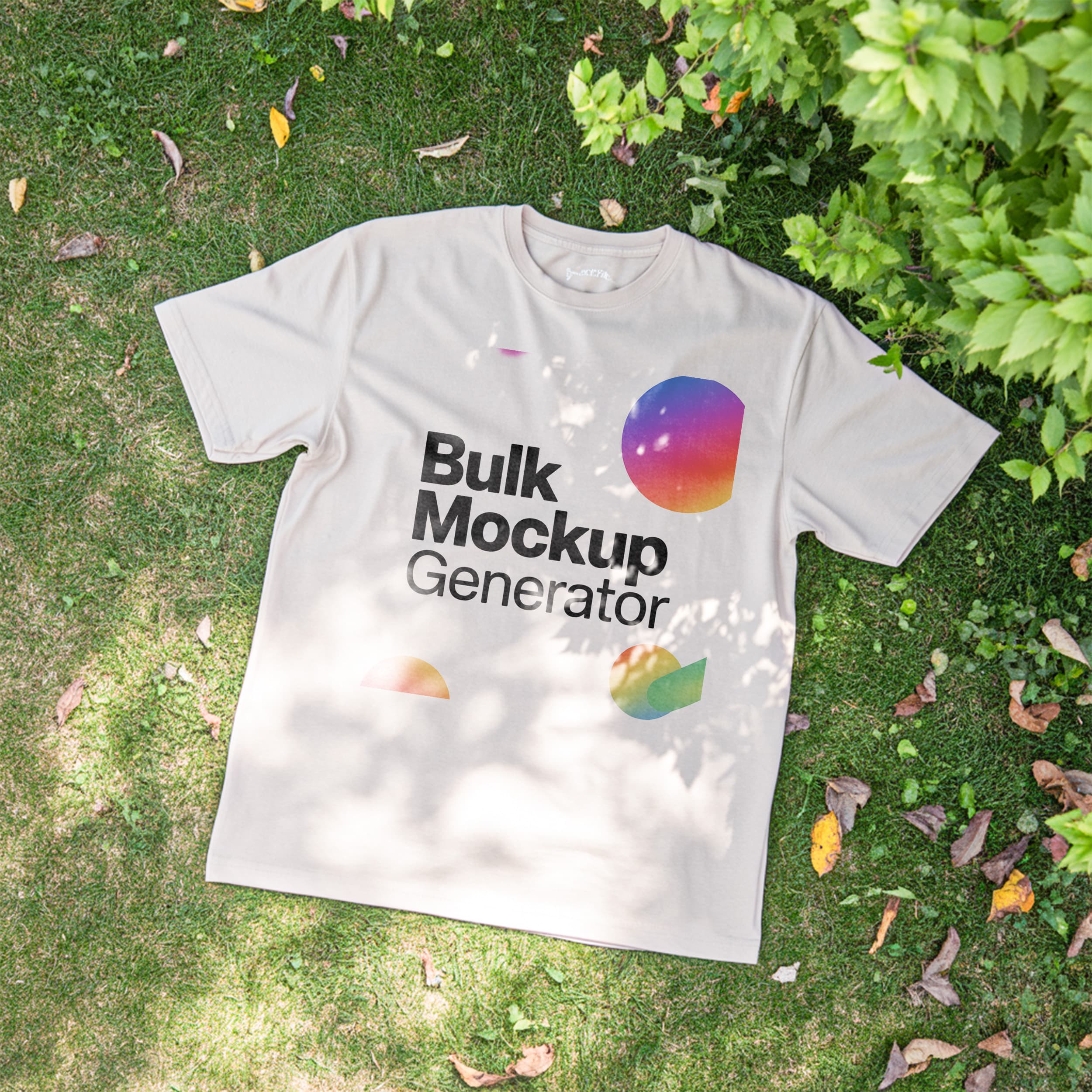 Beige T-Shirt on Grass with Shadows