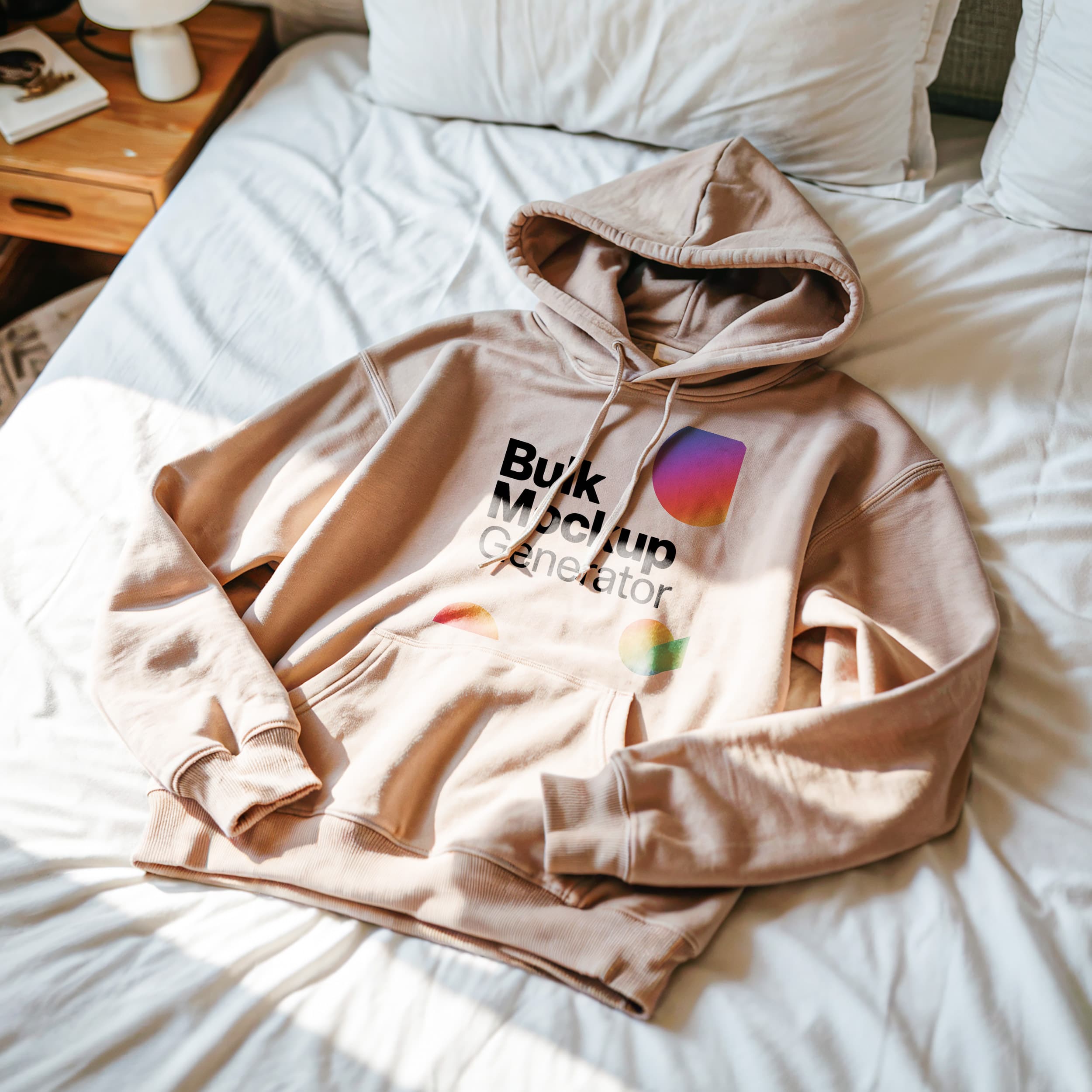 Beige Hoodie on Bed in Cozy Room