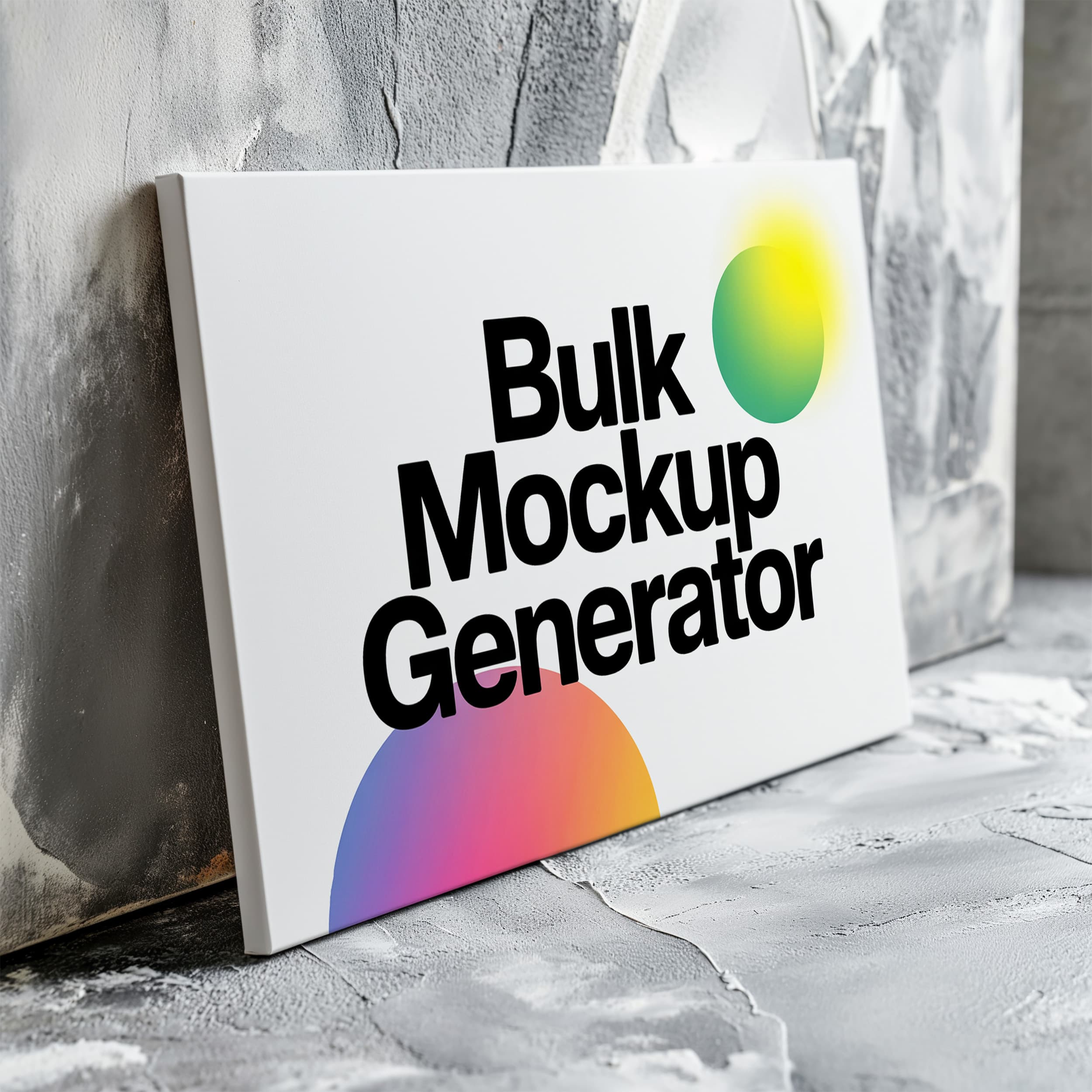 Canvas leaning on textured wall mockup