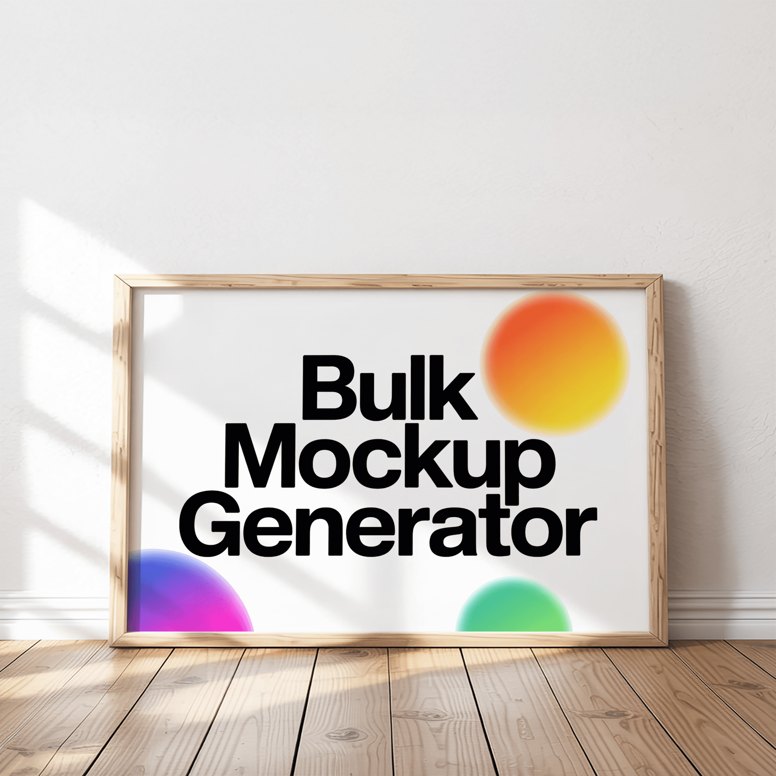 Light poster frame leaning on white wall